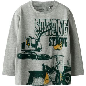 NAME IT Shirt 'NMMSENNET'  geel / grijs gemêleerd / groen