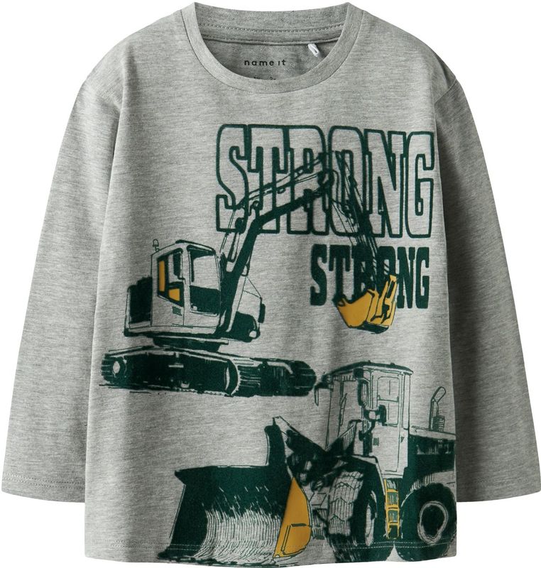 NAME IT Shirt 'NMMSENNET'  geel / grijs gemêleerd / groen