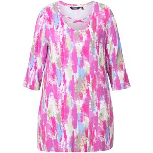 Ulla Popken Shirt  pastelblauw / olijfgroen / donkerroze / wit