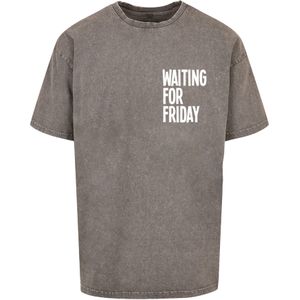 Mister Tee Shirt 'Waiting For Friday'  grey denim / wit