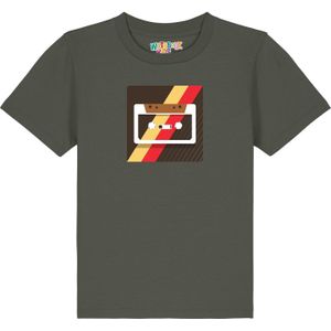 watabout.kids Shirt 'Kassette'  donkerbruin / kaki / rood / wit