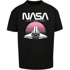 F4NT4STIC Shirt 'NASA Space Shuttle Sunset'  oudroze / zwart / wit