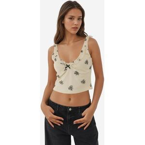 Hiccup Top  donkergrijs / natuurwit