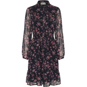 Cream Jurk 'Yuna'  navy / watermeloen rood