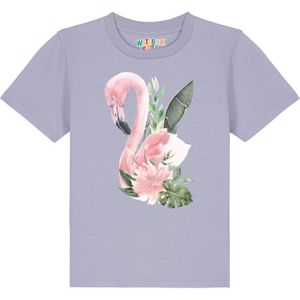 watabout.kids Shirt 'Flamingo Mit Blumen'  grasgroen / sering / oudroze / wit