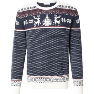 Lindbergh Trui  donkerblauw / bourgogne / wit