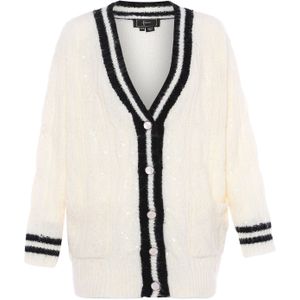 faina Gebreid vest  zwart / wolwit