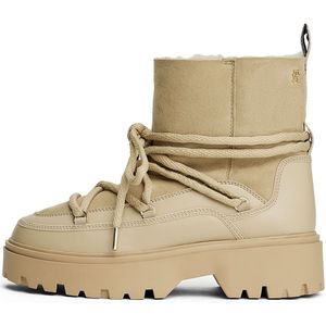 TOMMY HILFIGER - Snowboots - Sand - Leer en Suède - Warm Gevoerd