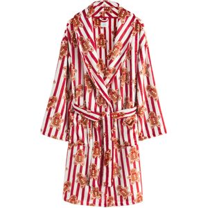 Next Badjas lang  mosterd / cranberry / wit