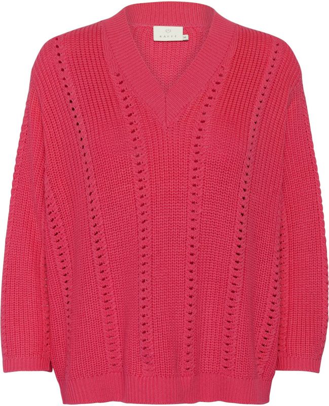 Kaffe - Lorri - Trui - Framboos - V-hals - Driekwart Mouw
