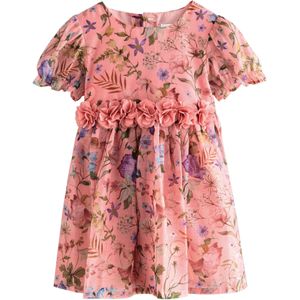 Next Jurk  lichtblauw / groen / donkerlila / pitaja roze