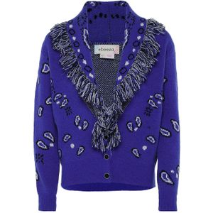 ebeeza Gebreid vest  violetblauw / zwart / wit