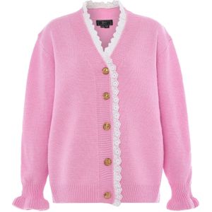 faina Gebreid vest  rosa / wit