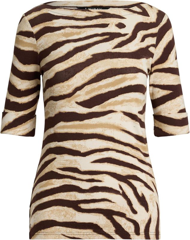 Lauren Ralph Lauren - Shirt - Beige - Dierenprint - Halve Mouw