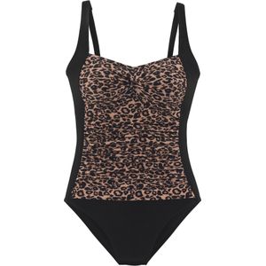 Look - Gedessineerd Badpak - Zwart Nougat - Ingewerkte Softcups