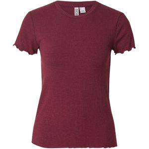 PIECES - PCNicca - T-shirt - Wijnrood - Slanke Pasvorm - Kwartmouw