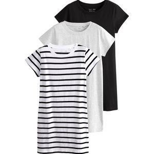 The Set Jurk  lichtgrijs / zwart / wit