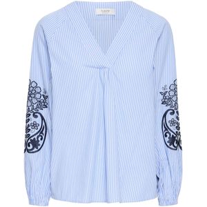 b.young Blouse 'BYHemma'  lichtblauw / zwart / wit