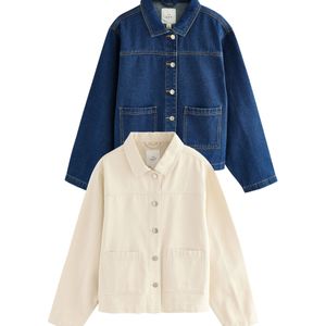 The Set Tussenjas  ecru / donkerblauw