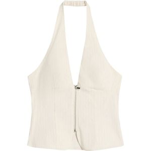 Bershka Top  sand / wit