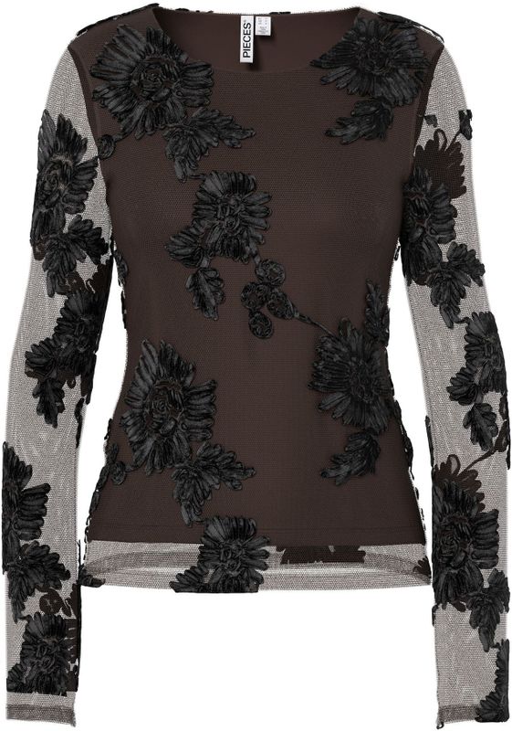 PIECES Blouse 'PCOffia'  bruin / zwart