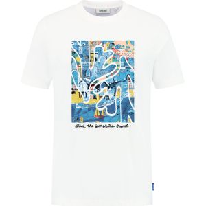 Shiwi Shirt 'Liam Island'  hemelsblauw / citroengeel / koraal / wit