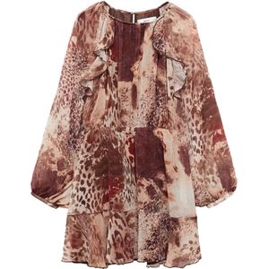 MANGO Jurk 'Butcher'  kastanjebruin / roestbruin / cognac