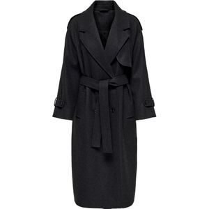 ONLY - Tussenmantel - Donkergrijs - Trenchcoat - Normale Pasvorm