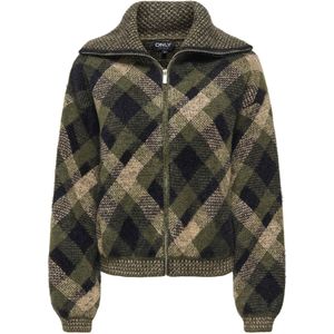 ONLY Gebreid vest 'ONLMaroon'  beige / navy / olijfgroen