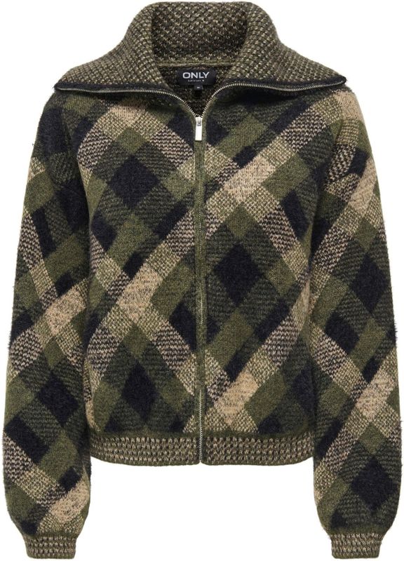 ONLY Gebreid vest 'ONLMaroon'  beige / navy / olijfgroen