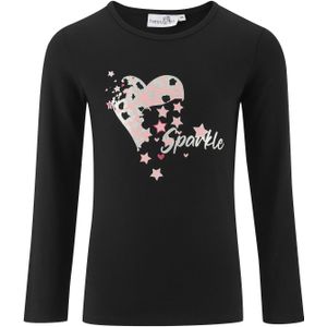 happy girls Shirt 'Sparkle'  pink / rosa / zwart / zilver
