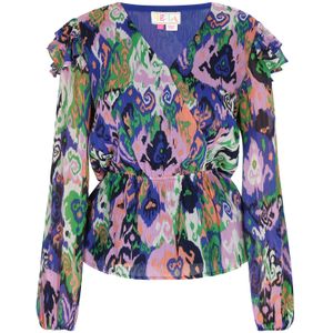 IZIA Blouse  kobaltblauw / koraal / pitaja roze / offwhite