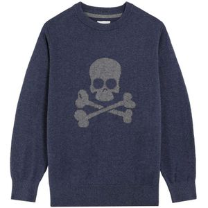 Scalpers Trui 'Skull Intarsia'  marine / grijs