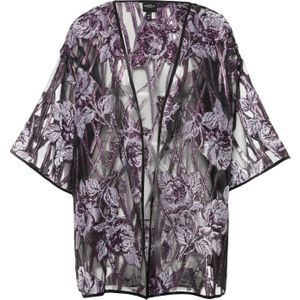 Ulla Popken Kimono  lila / zwart / transparant