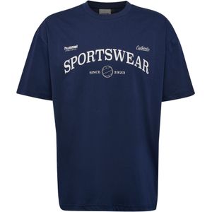 Hummel - Shirt - Ivoor/Navy - Ronde Hals - Kwartmouw - Losse Pasvorm
