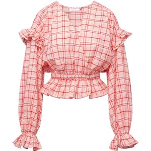 Laurella Blouse  rosa / rood / wit