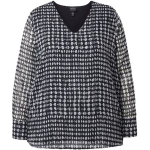 Ulla Popken Blouse  zwart / offwhite