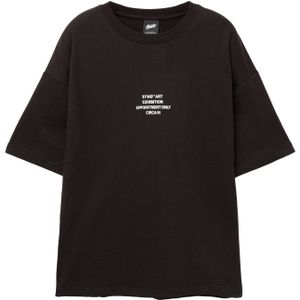 Pull&Bear Shirt 'STWD'  zwart / wit