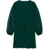 VERO MODA - VMALVA - Jurk - Groen - Korte Lengte - Pofmouwen