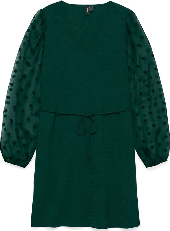 VERO MODA - VMALVA - Jurk - Groen - Korte Lengte - Pofmouwen