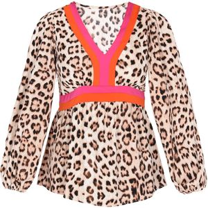 faina Blouse 'Fashion Look'  bruin / magenta / zwart / eierschaal