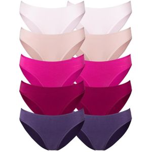 Petite Fleur - Bikinibroekje - Bessenrood - Elastisch Katoen - Set van 10 Stuks