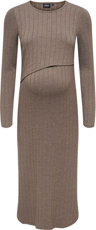 ONLY MATERNITY - Midi-jurk - Zwart - Regular Fit - Lange Mouwen