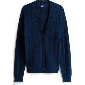 Cardigan - Dark Night Navy - 100% Katoen - V-hals - Lange Mouwen
