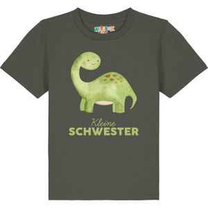 watabout.kids Shirt 'Dinosaurier Kleine Schwester'  beige / bruin / kaki / appel