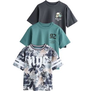 Next Shirt  donkergrijs / petrol / wit