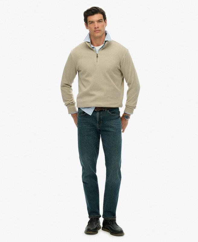 Superdry - Rib Half Rits - Trui - Biologisch Katoen