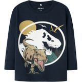 NAME IT Shirt 'NMMollo Jurassic'  navy / kaki / wit