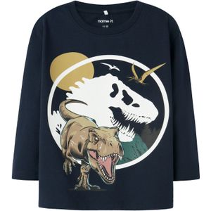 NAME IT Shirt 'NMMollo Jurassic'  navy / kaki / wit