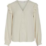 Vila Vrouwelijke top met V-hals en lange mouwen, berk, 36